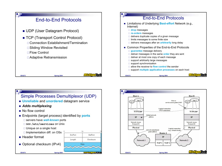 end to end protocols