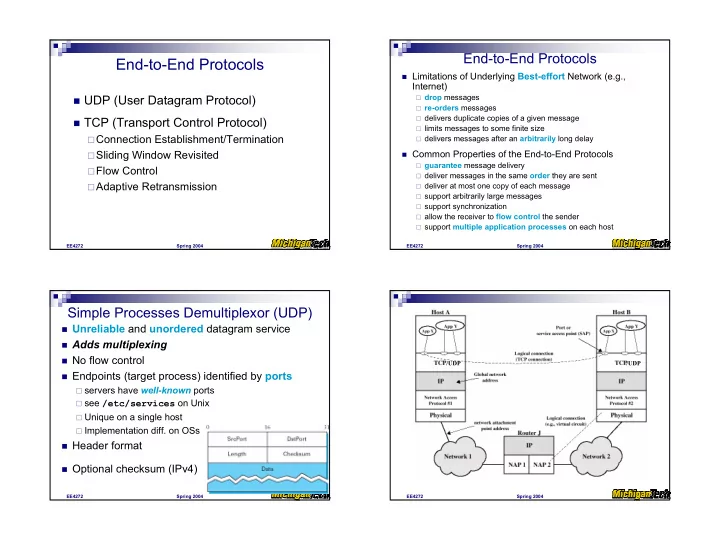 end to end protocols