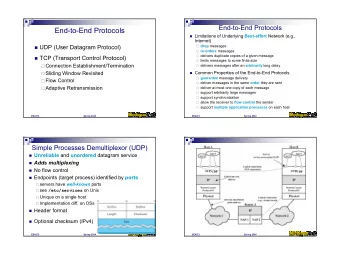 End-to-End Protocols  Limitations of Underlying Best-effort Network (e.g.,  Internet)  UDP