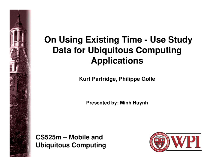 on using existing time use study data for ubiquitous
