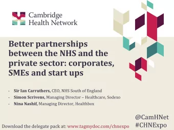 Better  partnerships    between  the  NHS  and  the    private  sector: