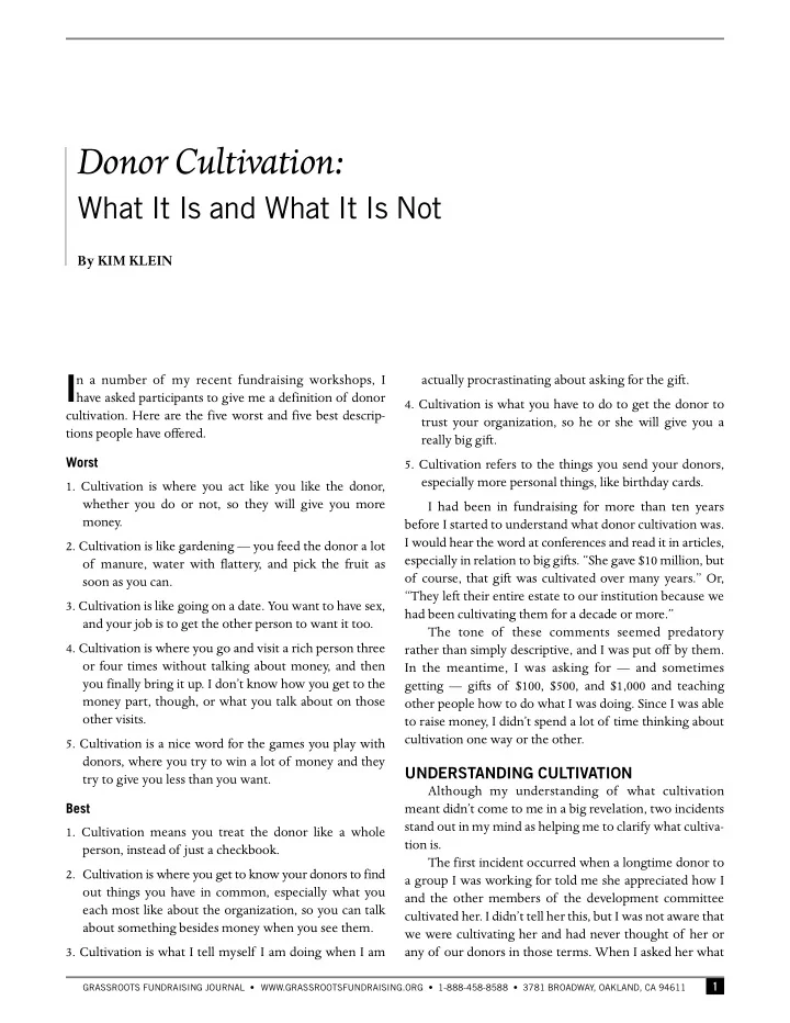 donor cultivation
