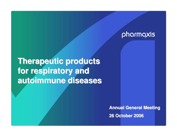 therapeutic products therapeutic products for respiratory