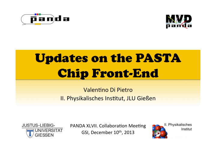 updates on the pasta chip front end