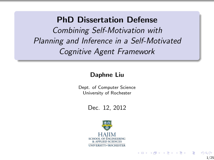 phd dissertation defense combining self motivation with