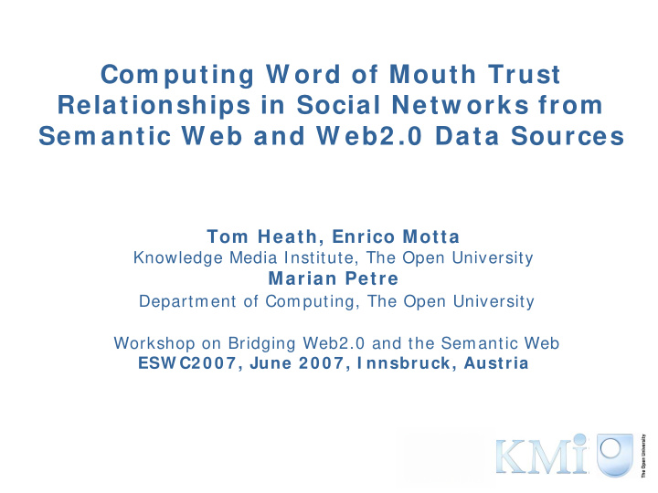 com puting w ord of mouth trust relationships in social