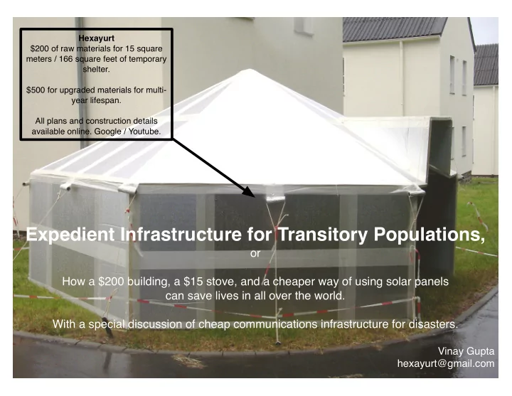 expedient infrastructure for transitory populations