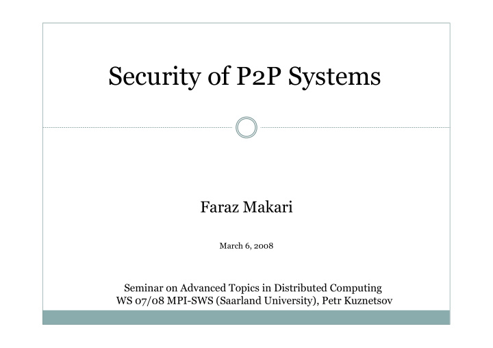 security of p2p systems