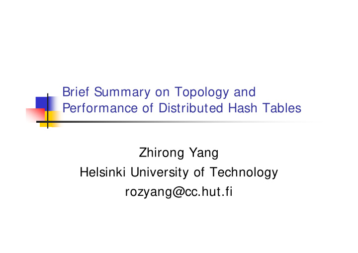 brief summary on topology and performance of distributed