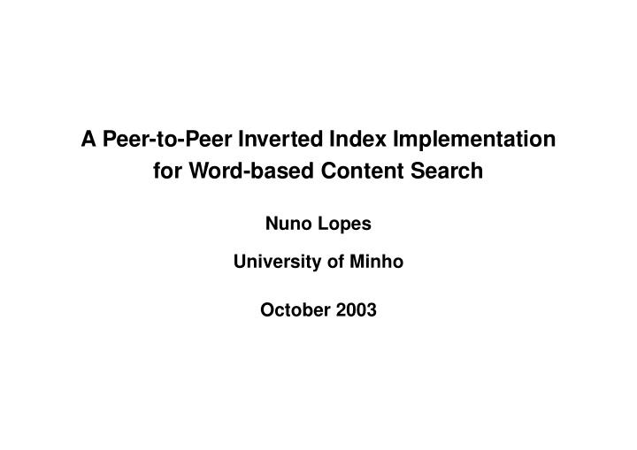 a peer to peer inverted index implementation for word