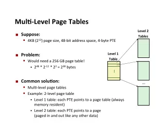 Mul$-Level  Page  Tables    Level  2    Suppose:    Tables