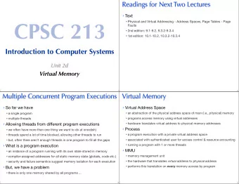 CPSC 213  Physical and Virtual Addressing - Address Spaces, Page Tables - Page  Faults  2nd