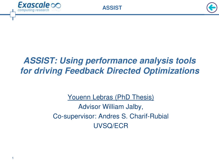 assist using performance analysis tools