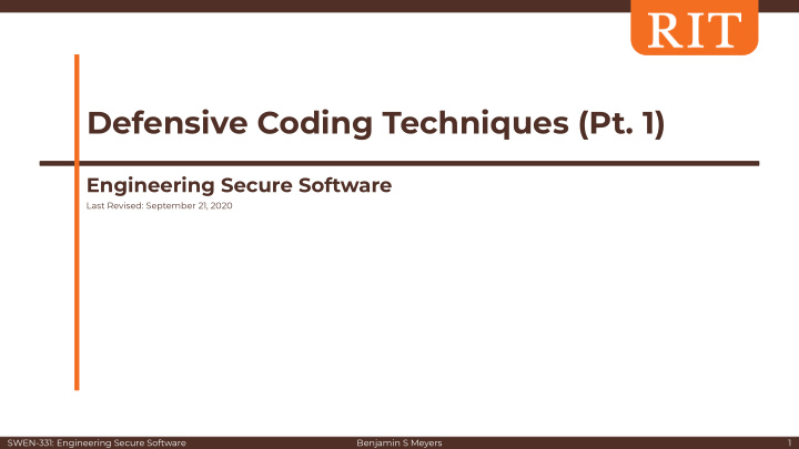 defensive coding techniques pt 1