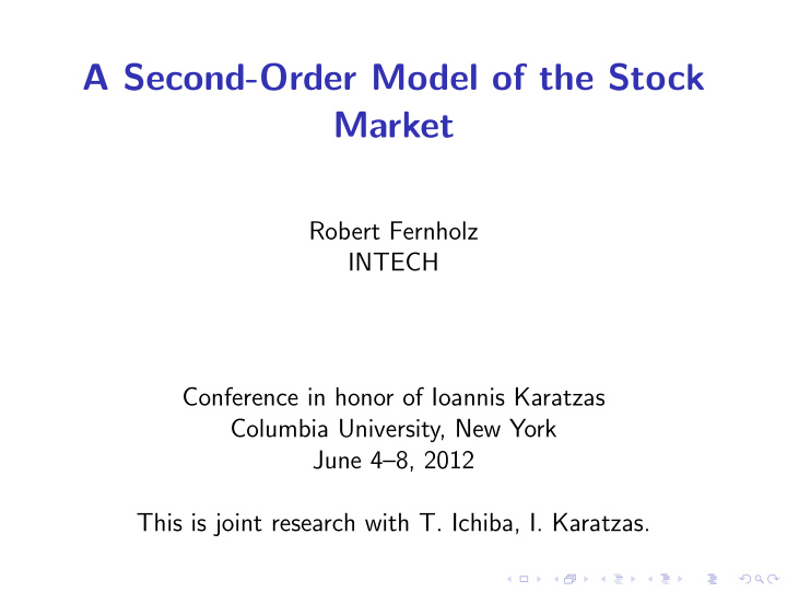 a second order model of the stock market