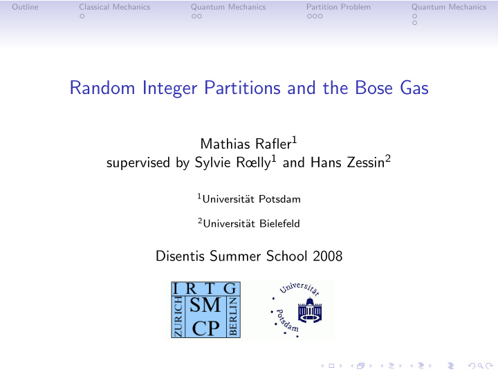 random integer partitions and the bose gas