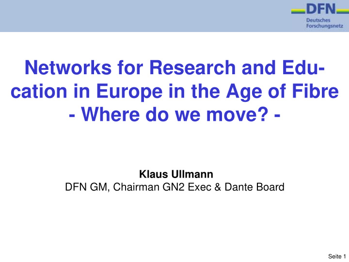 networks for research and edu cation in europe in the age