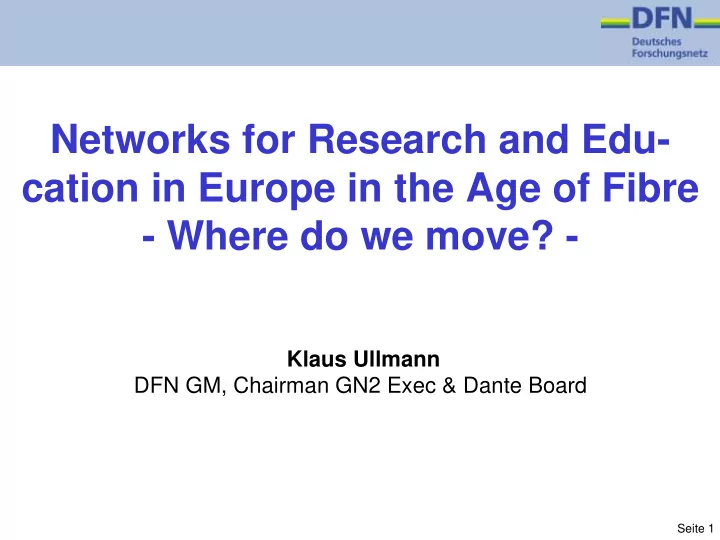 networks for research and edu cation in europe in the age