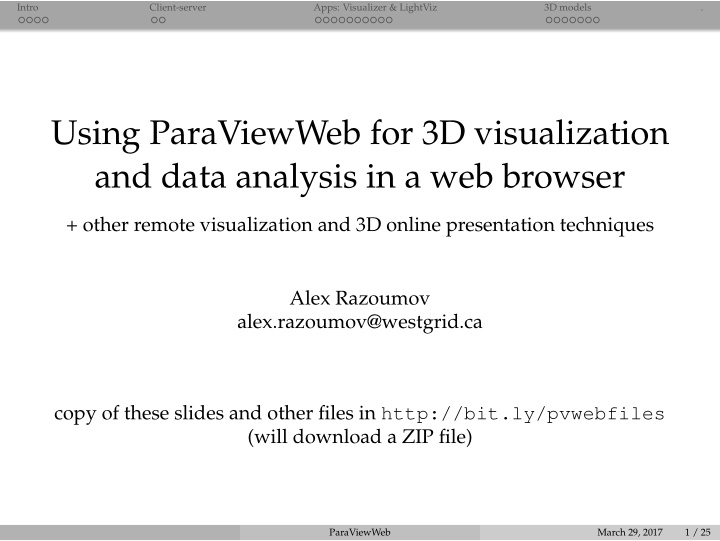 using paraviewweb for 3d visualization and data analysis