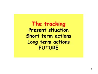 The tracking  Present situation  Short term actions  Long term actions  FUTURE  1  GeanE Status  2