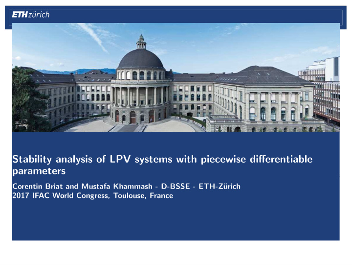 stability analysis of lpv systems with piecewise