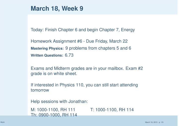 march 18 week 9