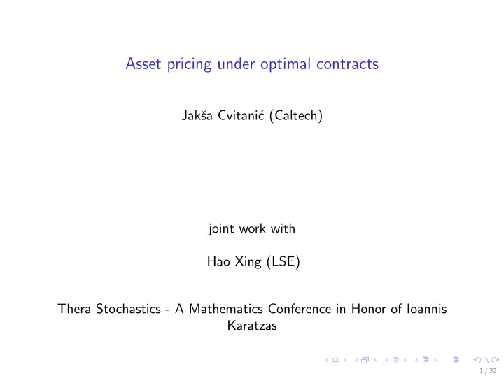 asset pricing under optimal contracts