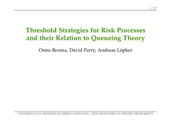 Threshold Strategies for Risk Processes  and their Relation to Queueing Theory  Onno Boxma, David