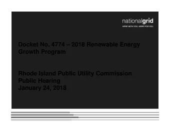 Docket No. 4774  2018 Renewable Energy  Growth Program  Rhode Island Public Utility Commission