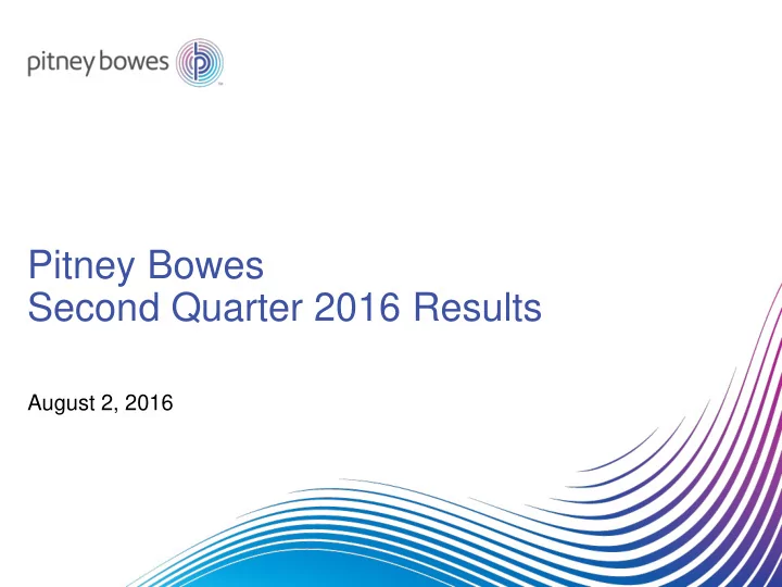 pitney bowes second quarter 2016 results
