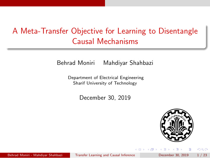 a meta transfer objective for learning to disentangle