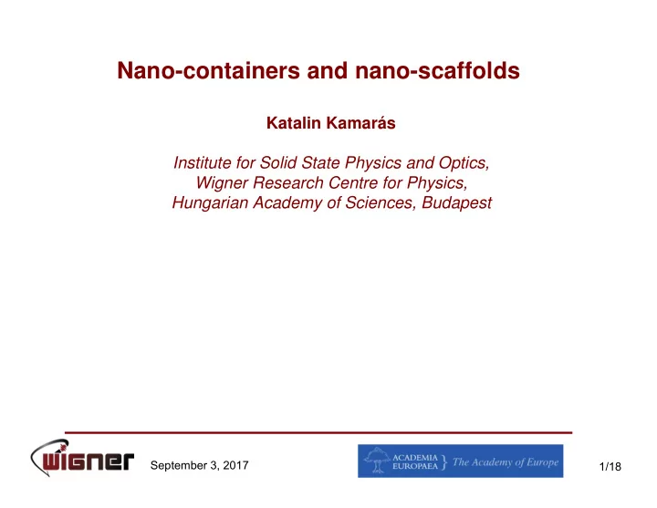 nano containers and nano scaffolds