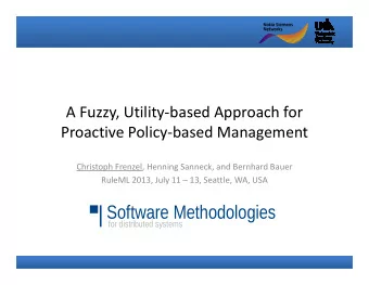 Software Methodologies  for distributed systems  Policy-based Management (PBM)  Software