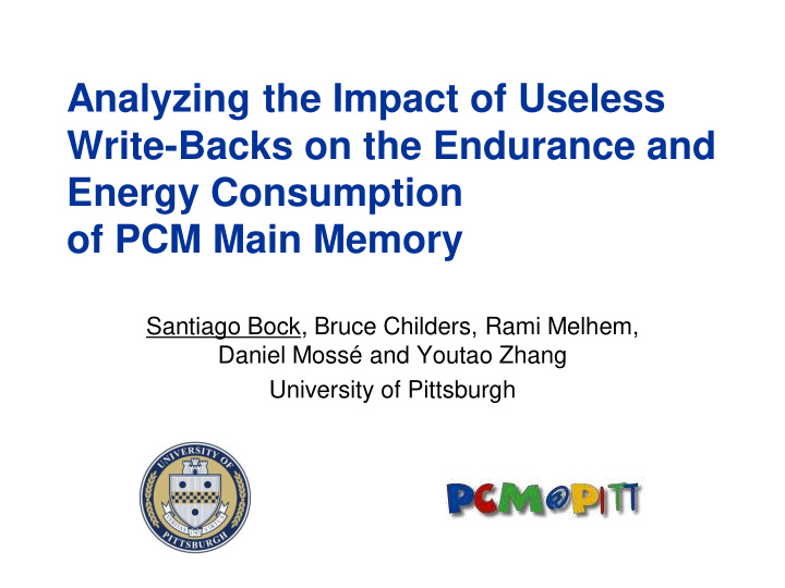 energy consumption of pcm main memory