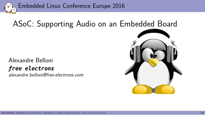 asoc supporting audio on an embedded board