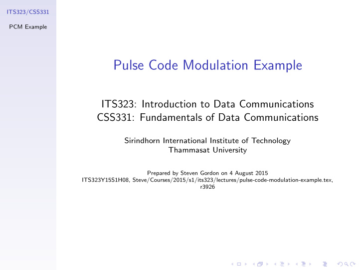 pulse code modulation example