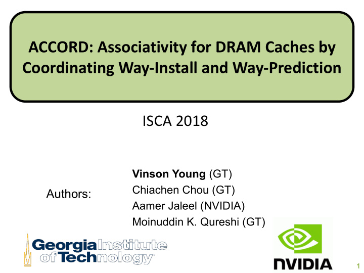 accord associativity for dram caches by coordinating way