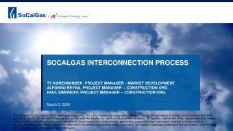 SOCALGAS INTERCONNECTION PROCESS  TY KORENWINDER, PROJECT MANAGER - MARKET DEVELOPMENT ALFONSO