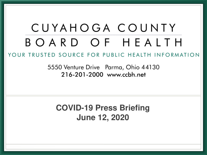 covid 19 press briefing june 12 2020