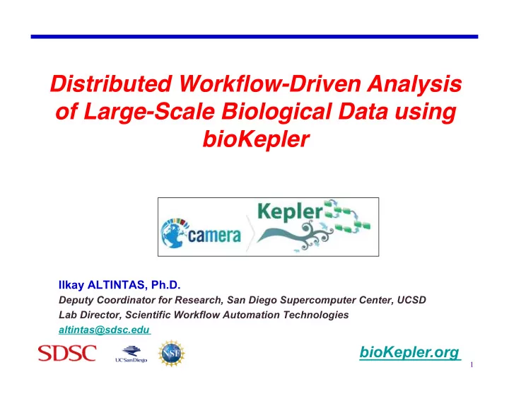 distributed workflow driven analysis of large scale