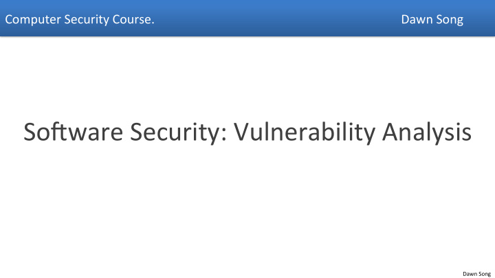 so ware security vulnerability analysis