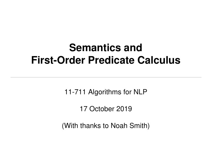 semantics and first order predicate calculus