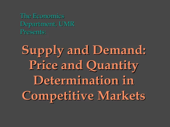 supply and demand supply and demand price and quantity