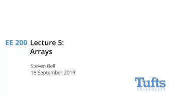 EE 200  Lecture 5:  Arrays  Steven Bell  18 September 2019  Indexing arrays  int grape[10] 0 1 2 3