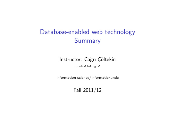 database enabled web technology summary