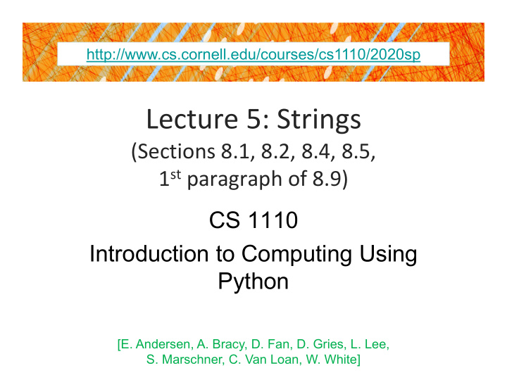 lecture 5 strings