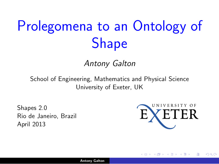 prolegomena to an ontology of shape