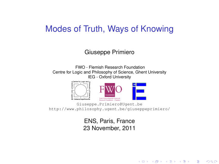 modes of truth ways of knowing