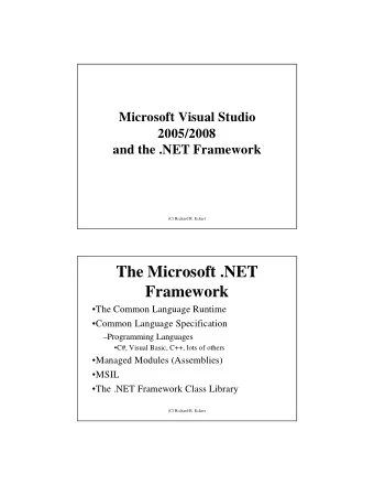 The Microsoft .NET  Framework  The Common Language Runtime  Common Language Specification