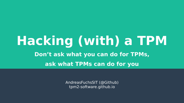 hacking with a tpm